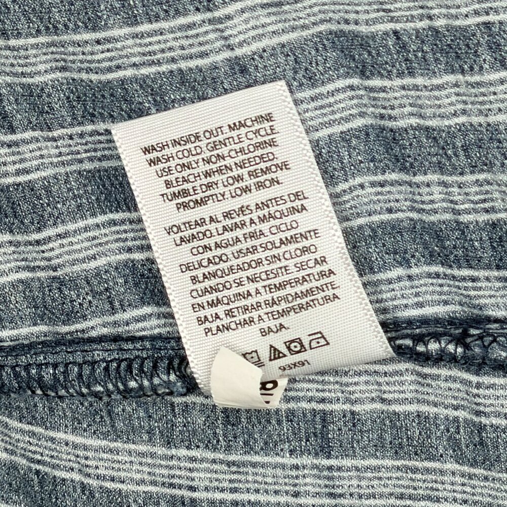 Time and Tru Nvy Blue Vertical Striped Oversized Henley Blouse - Size Large - Picture 7 of 7